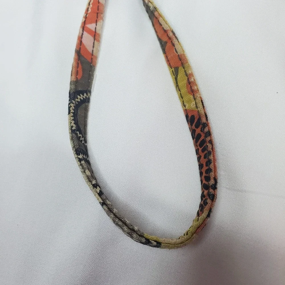 VERA BRADLEY MULTI COLOR BROWN, ORANGE, Green COTTON LANYARD & KEY FOB, EC - Picture 3 of 5